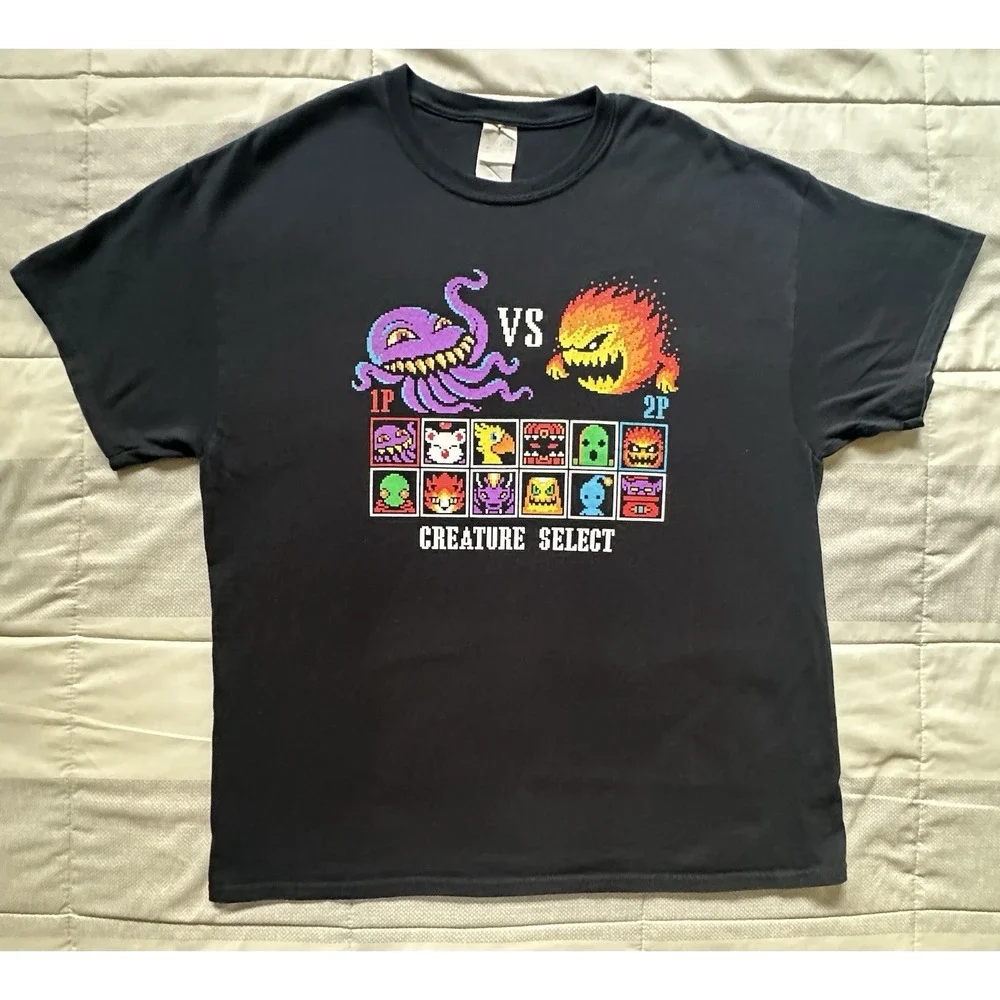 Rare Final Fantasy Creature Select Arcade Fighter Screen Black Cotton T-Shirt XL